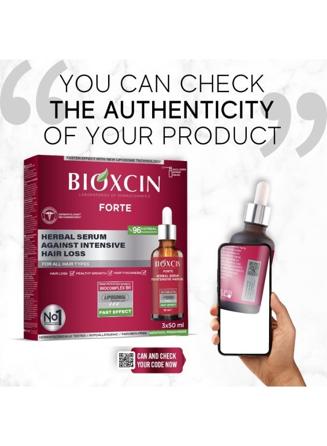 Bioxcin Forte Anti-Hair Loss Serum 3x50ml - Herbal Scalp Strengthening Treatment - Image 4